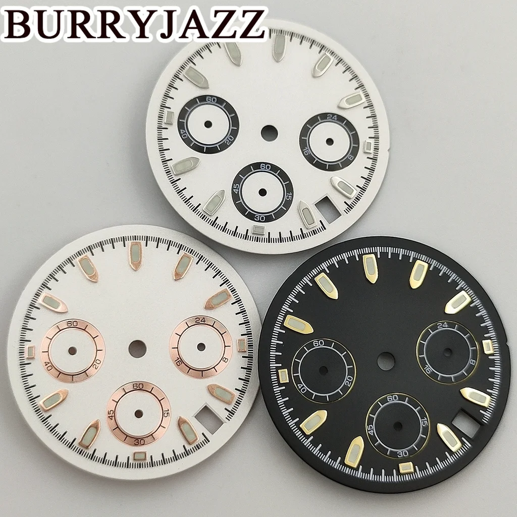 Burryjazz 30Mm White Silver Mark White Rose Gold Mark Black Gold Mark Quadrante Dell'Orologio Sterile Quadrante Luminoso Adatto Al Movimento Vk63