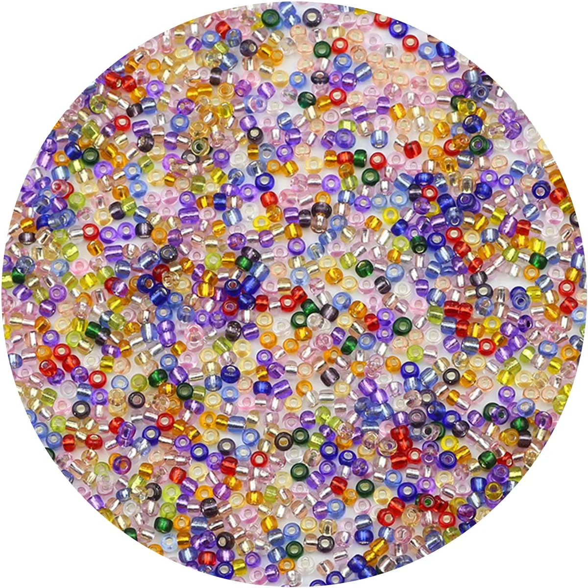 thumbnail image 1 of 2 mm, 1500 piezas, 18 g, color plateado, cuentas de semillas en el interior, cuentas de vidrio para manualidades, pulseras, collares, anillos, cuentas de semillas para manualidades de arte DIY, 1 of 5