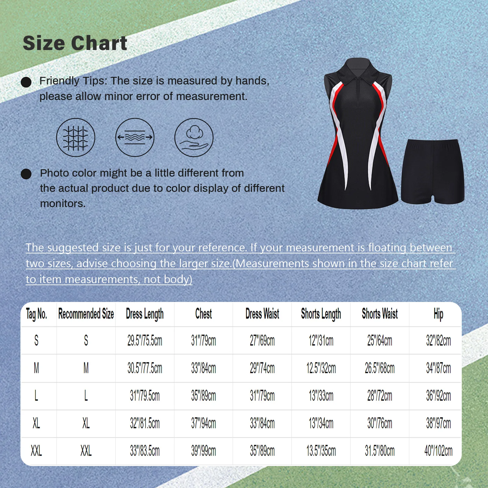 Womens Tennis Dresss Badminton Golf Outfit Sports Set Sportswear Outdoor Activities Sleeveless Zipper Athletic Dress with Shorts