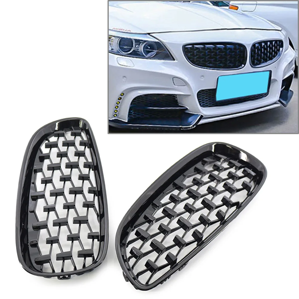 

Auto Front Kidney Mesh Grille For BMW E89 Z4 2009 2010 2011 2012 2013 2014 2015 2016 Diamond Meteor Style Gloss Black Grill
