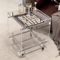 Petite table basse nordique en acrylique, chariot mobile, lumière de célébrité d'internet, luxe, haut sens, table de chevet médiévale, côté canapé 2