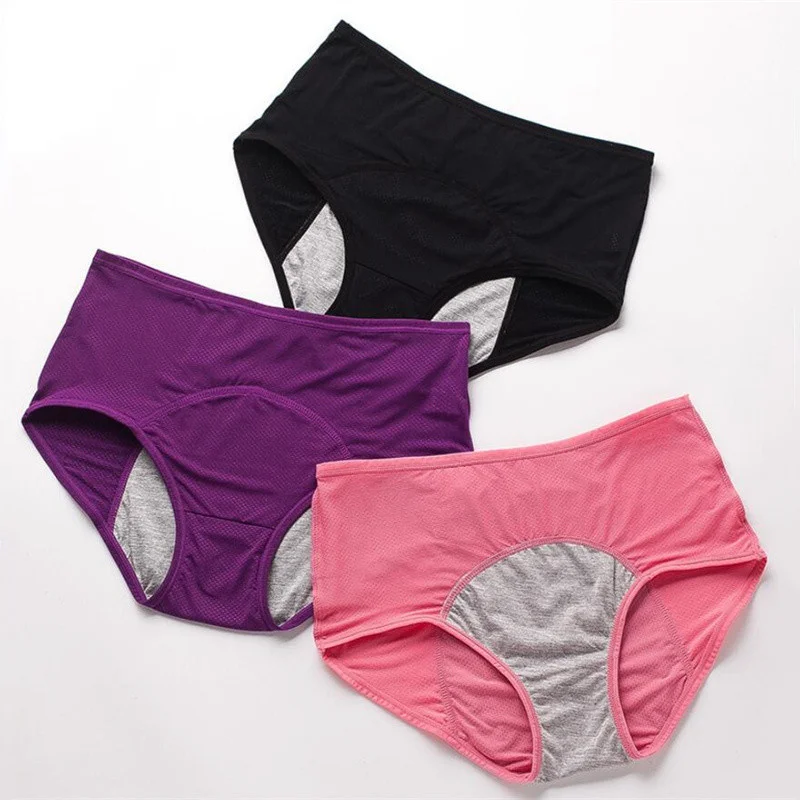 M/L/XL/XXL/3XL/4XL/5XL/6XL Menstrual Underwear Women Period Preventing Lateral Leakage Briefs Plus Size Breathable Mesh Panties