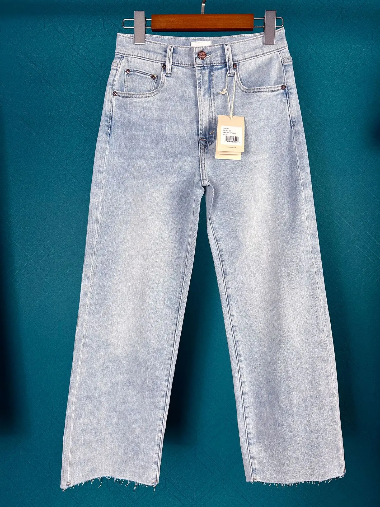 Ženy džínové kalhot 2023 nový vysoký waisted lehký modrý volné šroubení přímo kotník délka džíny