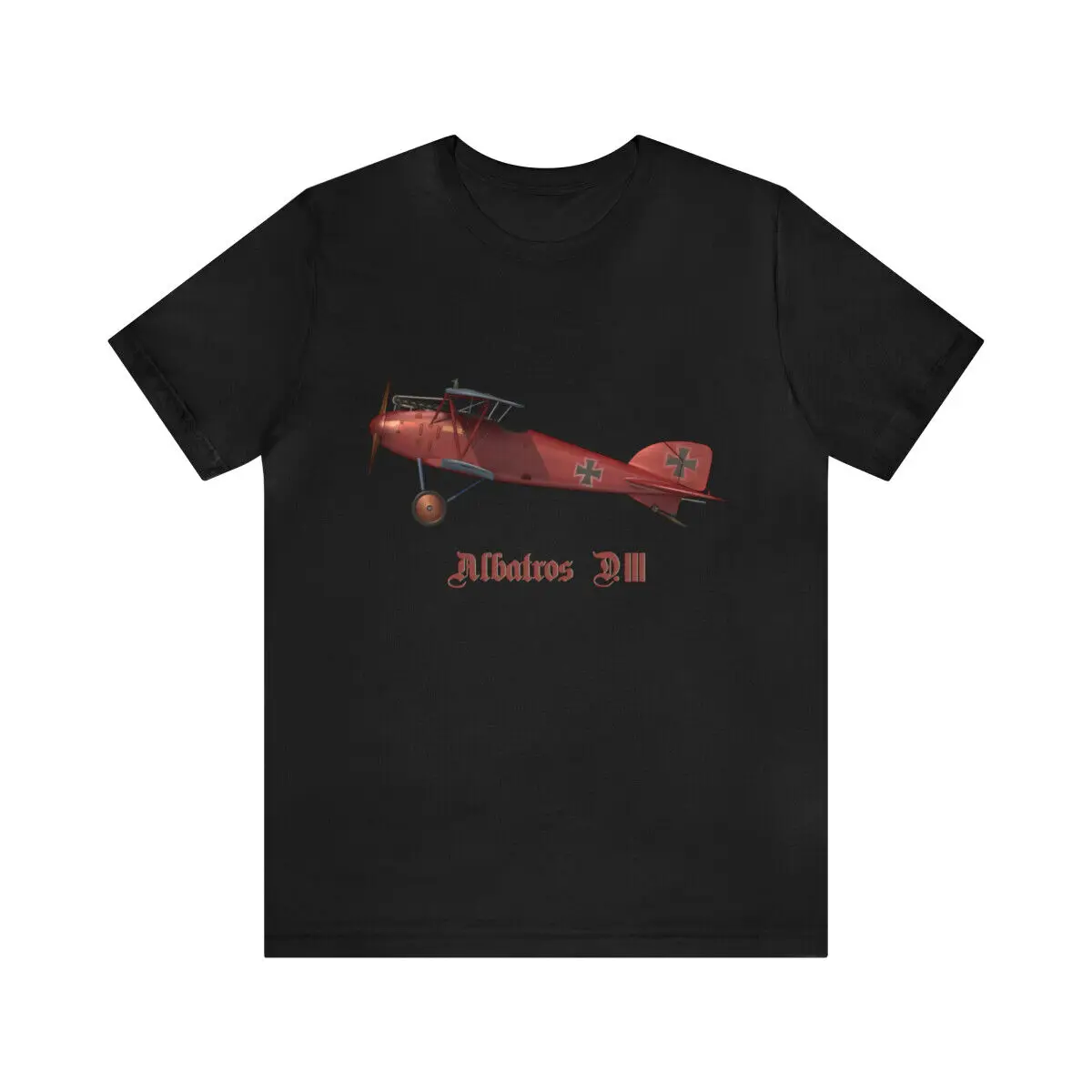 Ww1 German Fighter Albatros D.Iii T-Shirt A Maniche Corte In Jersey Unisex A Maniche Lunghe O Corte