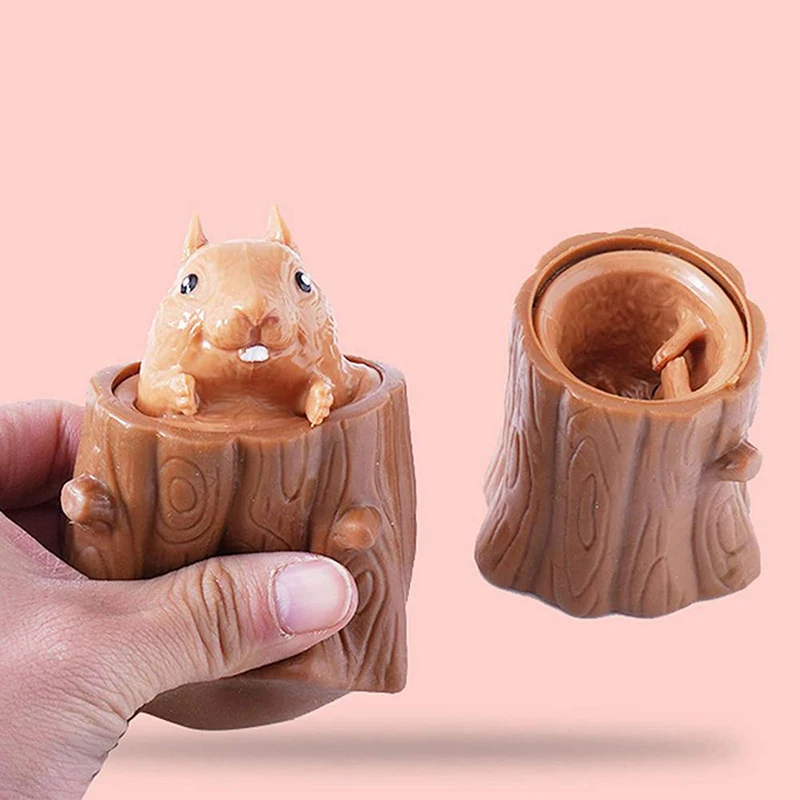 

Squeeze Squirrel Cup Decompression Toy Rubber Fidget Toys 2 In 1 Cute Pen Holders for Kids Adults Fidget Antistress Sensory Toy