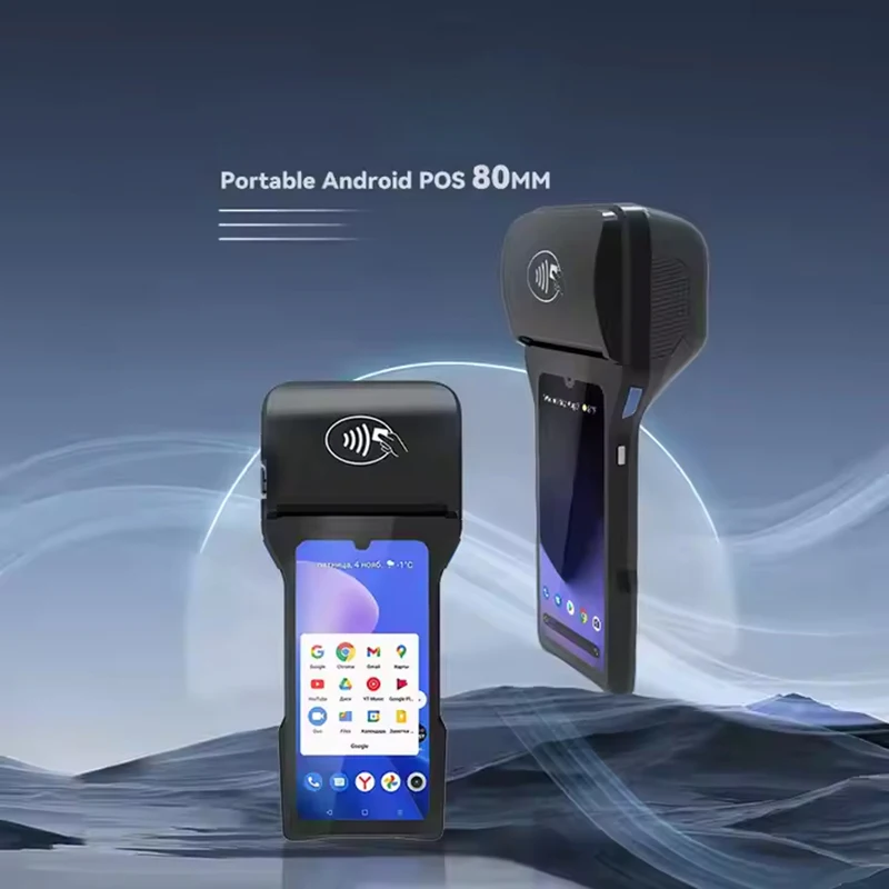 Handhe 6.26 inch Android 12 POS Terminal with 58/80mm Printer 2G+16G Memory Loyverse Desktop POS 4G WIFI BT Connection 2D Scanne