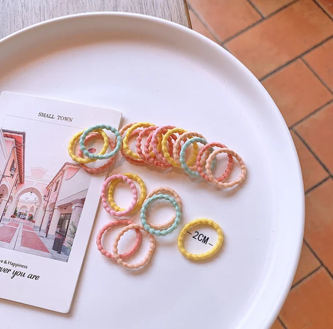 100pcs/bag Korean Kids Colorful Elastic Hair Rope Candy Color Rope Hair Tie Baby Girls Kids Hair Accessories Diameter 2cm