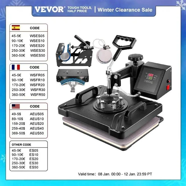 VEVOR 5-in-1 Multifunctional Heat Press Machine 30*38CM 38*38CM Digital  Display Sublimation Printer for Cap Shirt Mug Plate - AliExpress
