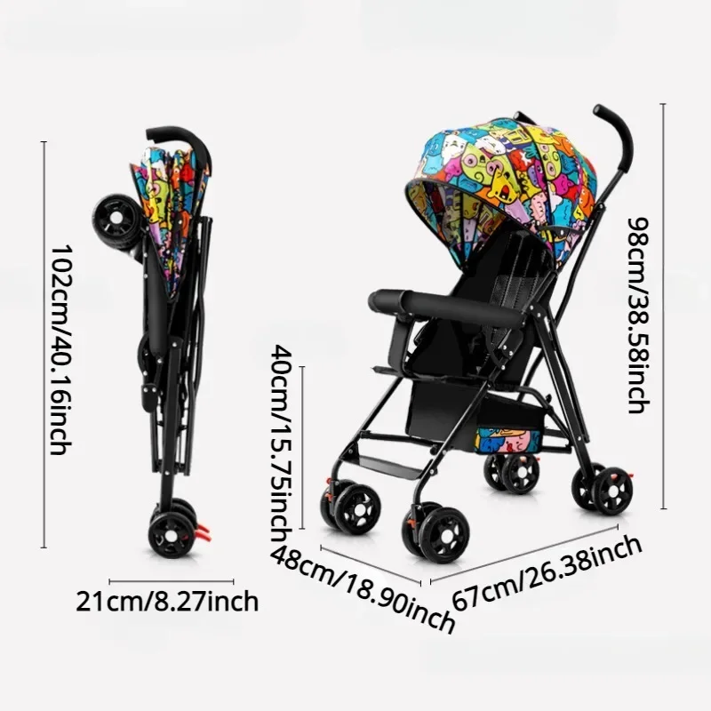Baby Stroller Lightweight & Foldable Infant Stroller for Boy Girl with Large Sleep Shade Super Load-bearing Baby Pram for Sit 6