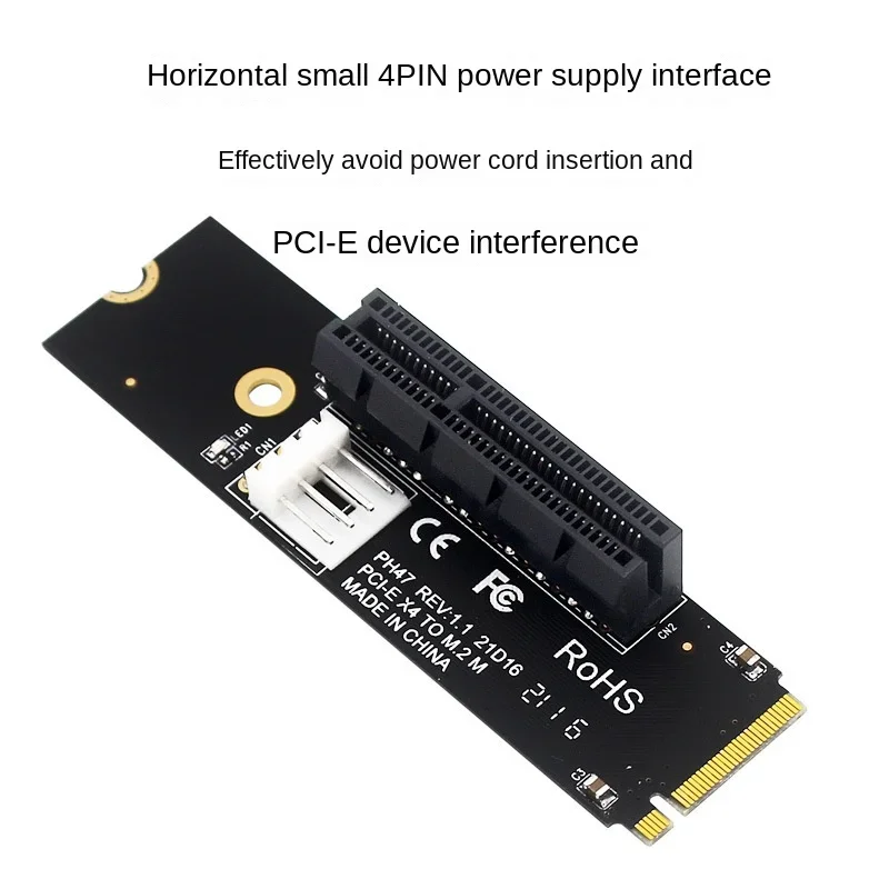 Newest NGFF M.2 To PCI-E 4X Riser Card M2 M Key To PCIe X4 Adapter with LED Indicator SATA Power Riser for Bitcoin Miner Mining