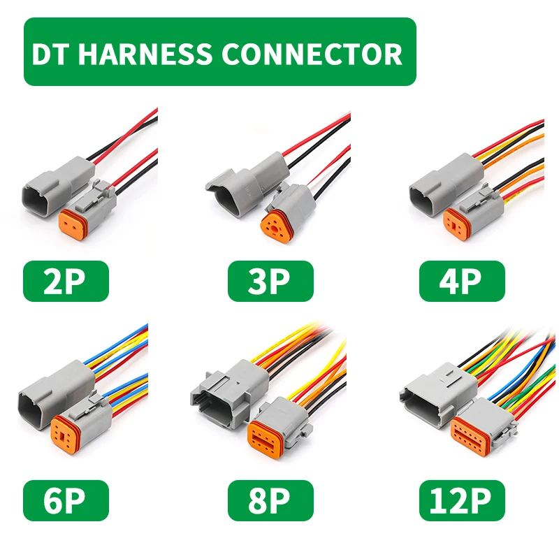 Deutsch dt Conector Elétrico à Prova Dágua Cablagem de 15cm Dt062s Dt04-2p 2p 3p 4p 6p 8p 12p Conjuntos 20 Conjuntos 100 Conjuntos