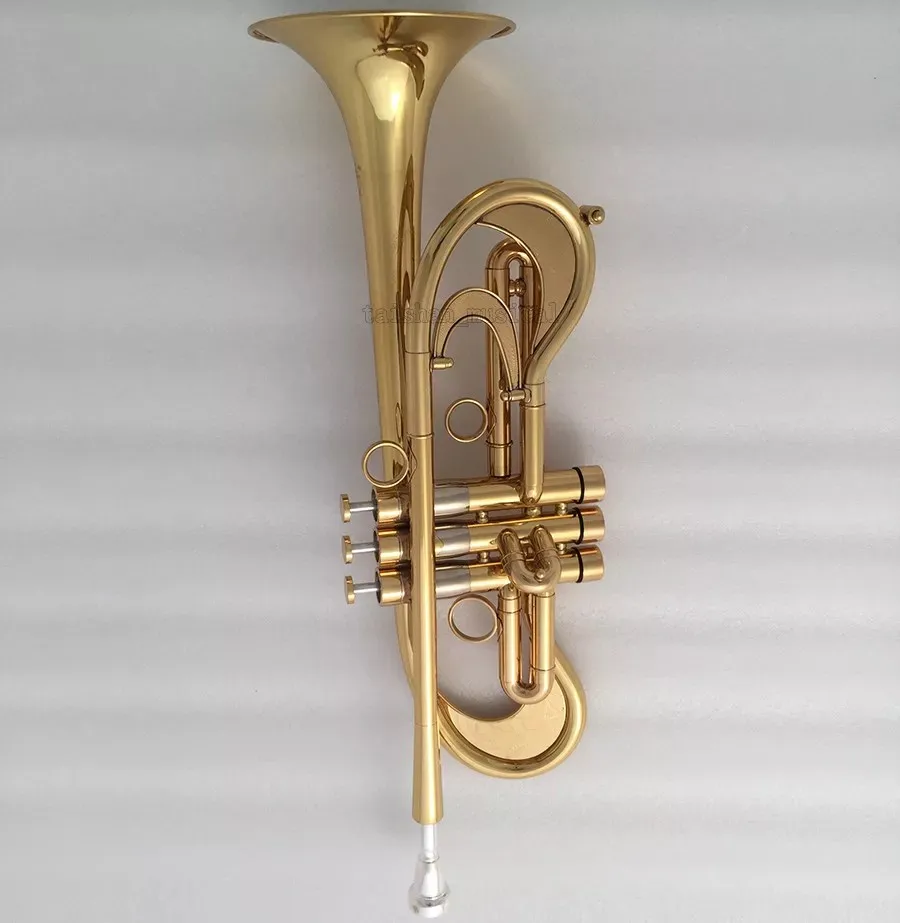 Professional Gold Trumpet Flumpet Horn B-Flat Monel Valves With Case