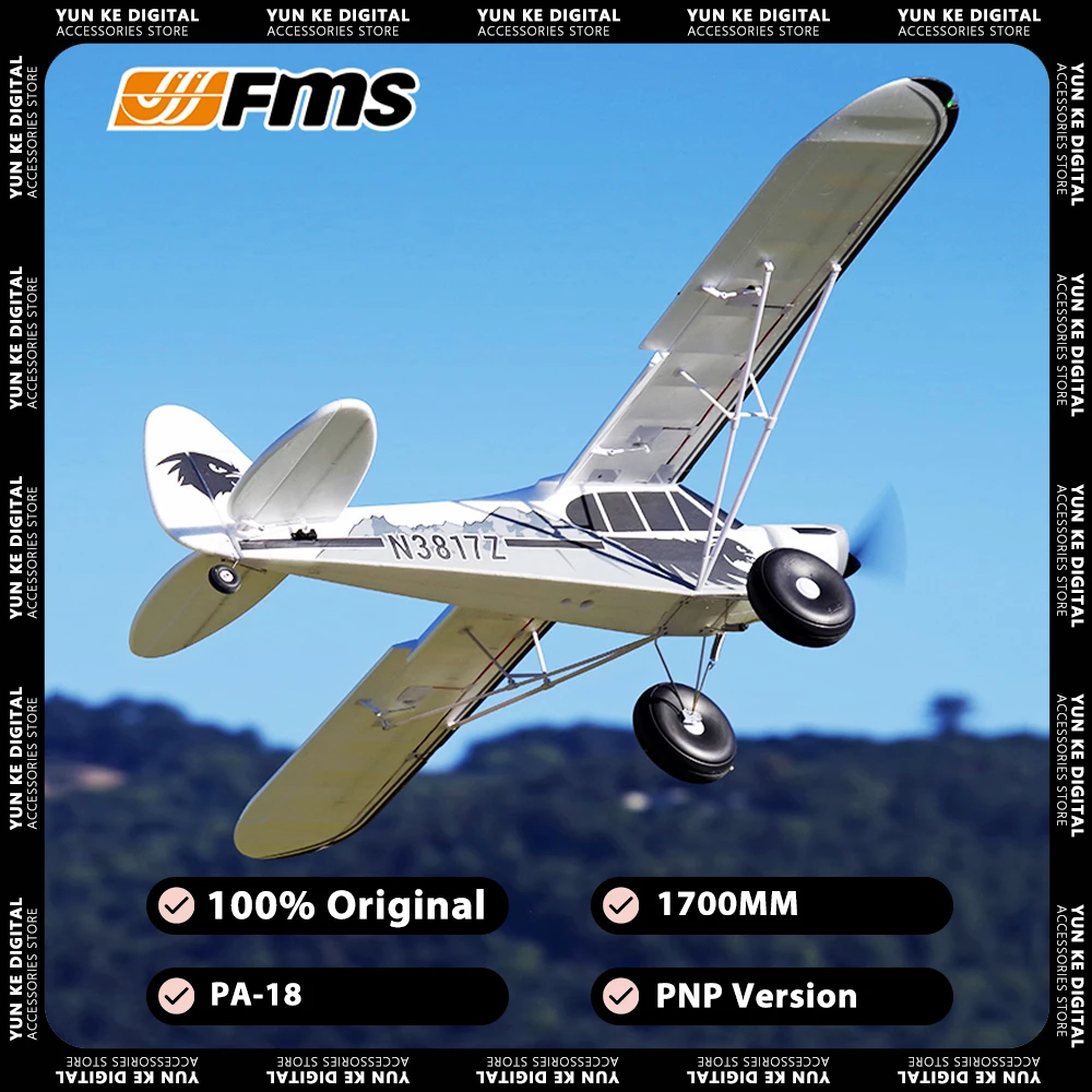 

FMS RC1700MM PA-18 Airplane Model PNP J3 Piper Super Cub 4S 6CH With Gyro Auto Balance Trainer Beginner Aircraft Plane Toy Gift