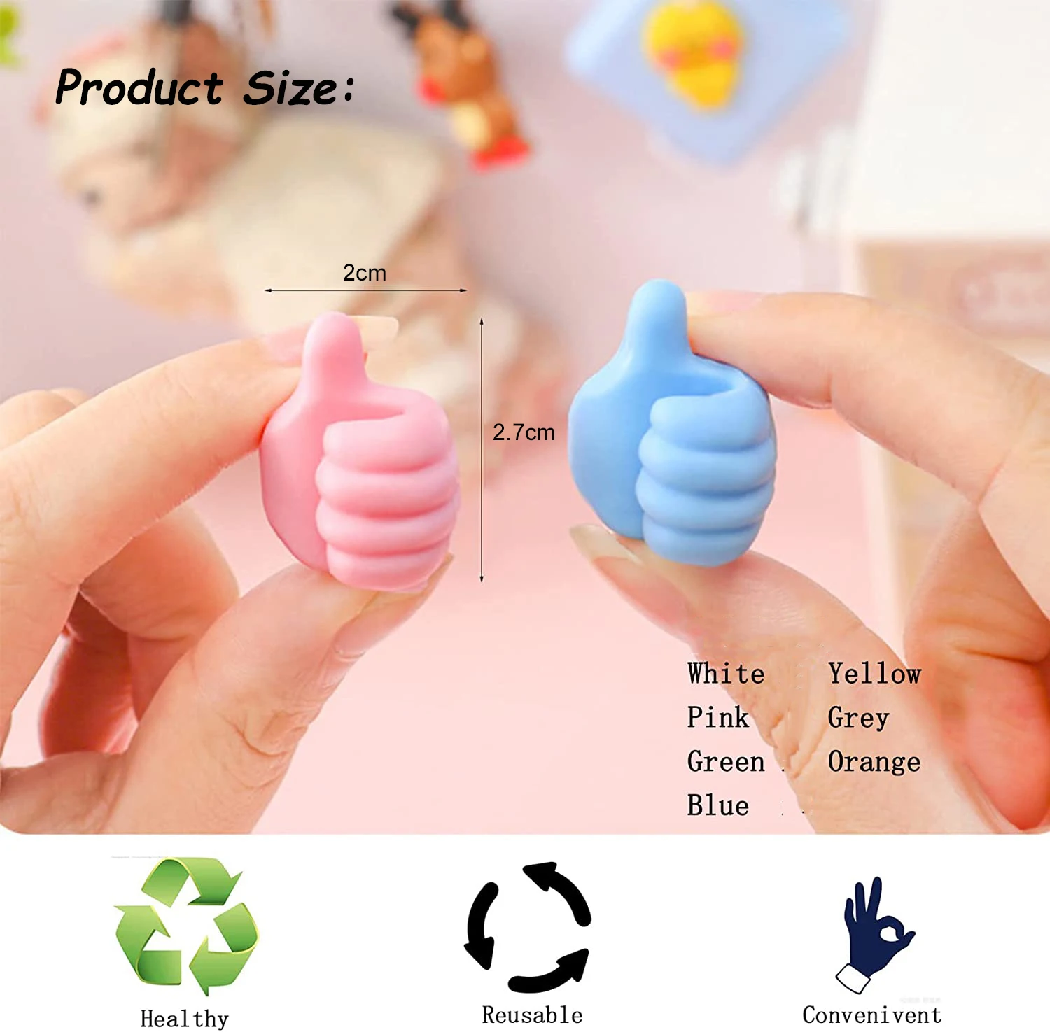 Cable Organizer Self-Adhesive Silicone Thumb Wall Hook Cable Management Wire Desk Organizer 5/10Pcs