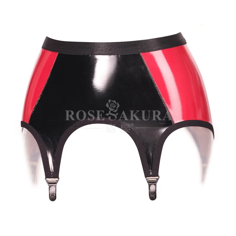 Sexy Women 4 Straps PU Garter Belt Gothic Punk Wetlook Garters Patchwork Faux Leather Club Dance Stage Wear Costume