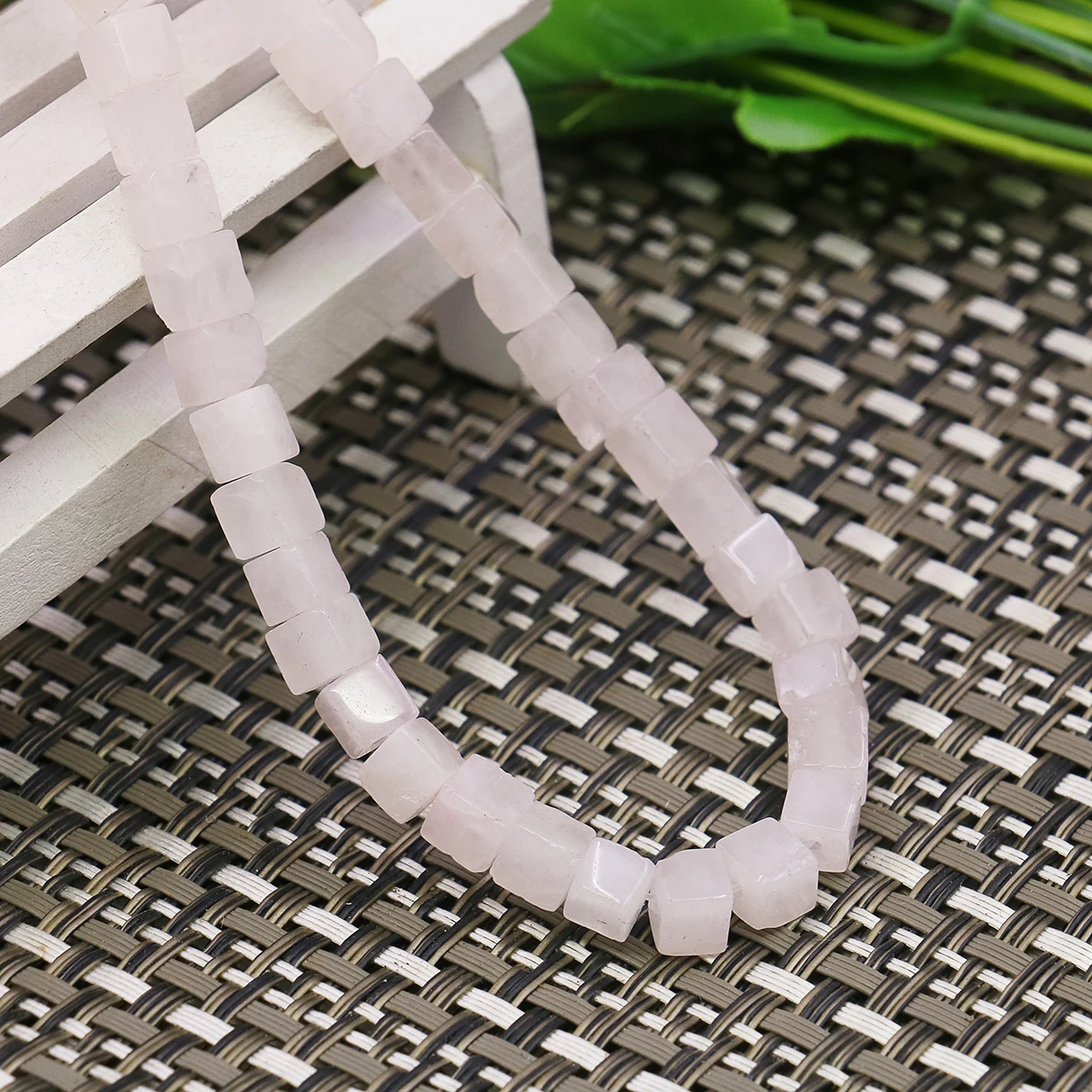 6mm Natural Square Block Pink Chalcedony Powder Crystal Loose Beads Jade Gemstone 15 inch, Jewelry Stone Jewelry Making Design