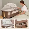 Baby Crib,3 in 1 Baby Bassinet Bedside Crib Adjustable Portable Bed for Infant,Baby Newborn Must Have Bed,Khaki 2