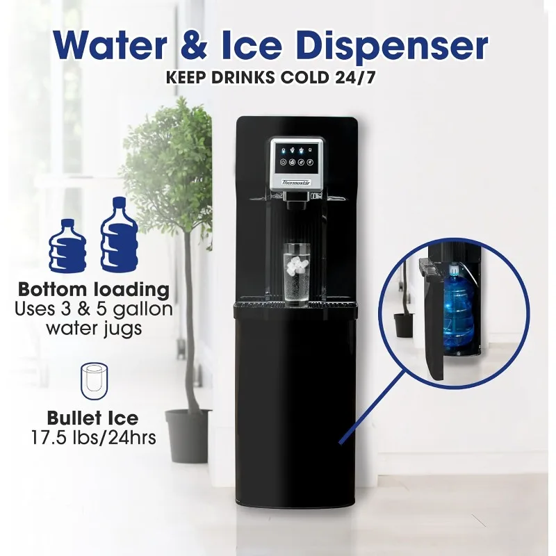 Thermostar Automatic Water and Ice Dispenser, Self-Making Ice Machine and Water Cooling, Bottom Load Water Jug, Black 2