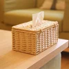 1PC Rattan Tissue Box Home Decoration Handmade Desktop Decoration Simple Retro Tissue Box Storage Caja De Pañuelos Hecha A Mano 2