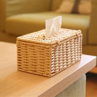 1PC Rattan Tissue Box Home Decoration Handmade Desktop Decoration Simple Retro Tissue Box Storage Caja De Pañuelos Hecha A Mano 2
