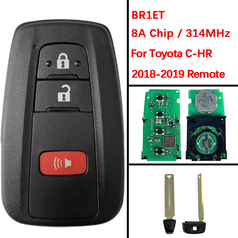 Toyota C-HR 2018-2019 smart proximity remote car key fob 3 buttons 314.3MHz 8A chip MOZBR1ET replacement 1