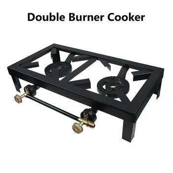 Cast Iron Double Burner Portable Outdoor Camp Stove Propane Gas LPG BBQ Cooker 3