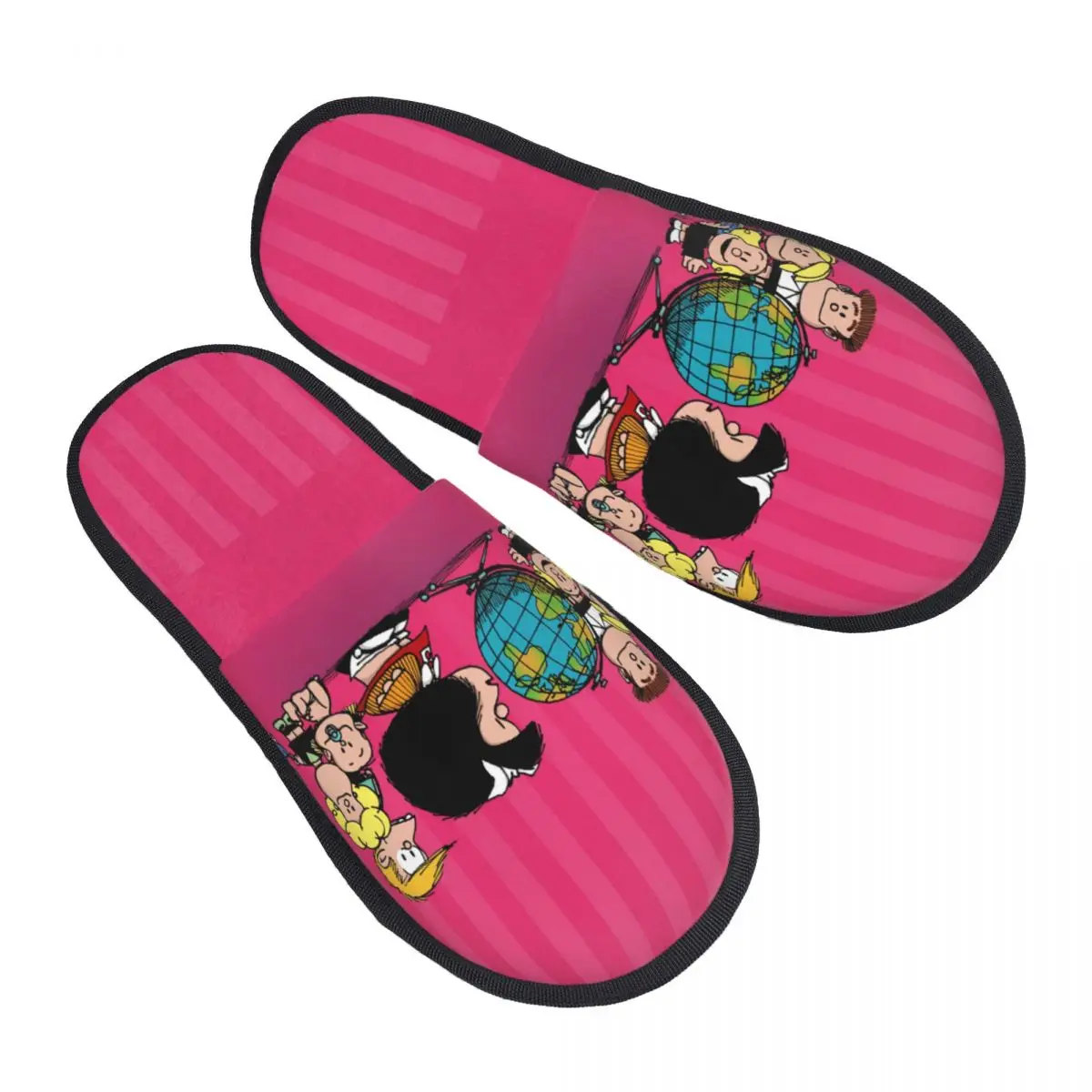 

Mafaldas Friends Guest Slippers for Hotel Women Custom Print Quino Comic Cartoon House Slipper