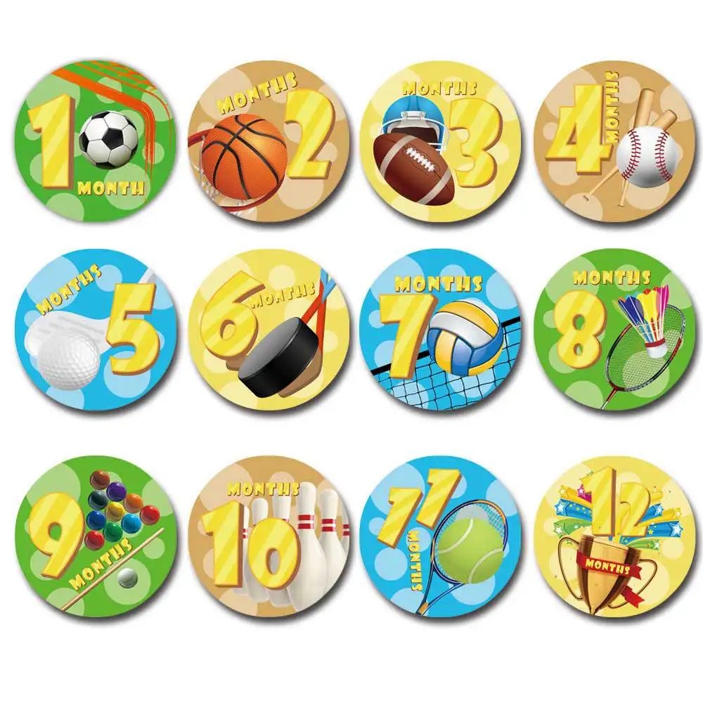 12 Pieces/set of Baby Stickers Newborn Growth Photos Photography Props Memory Records Milestone Stickers Circular Month Stickers
