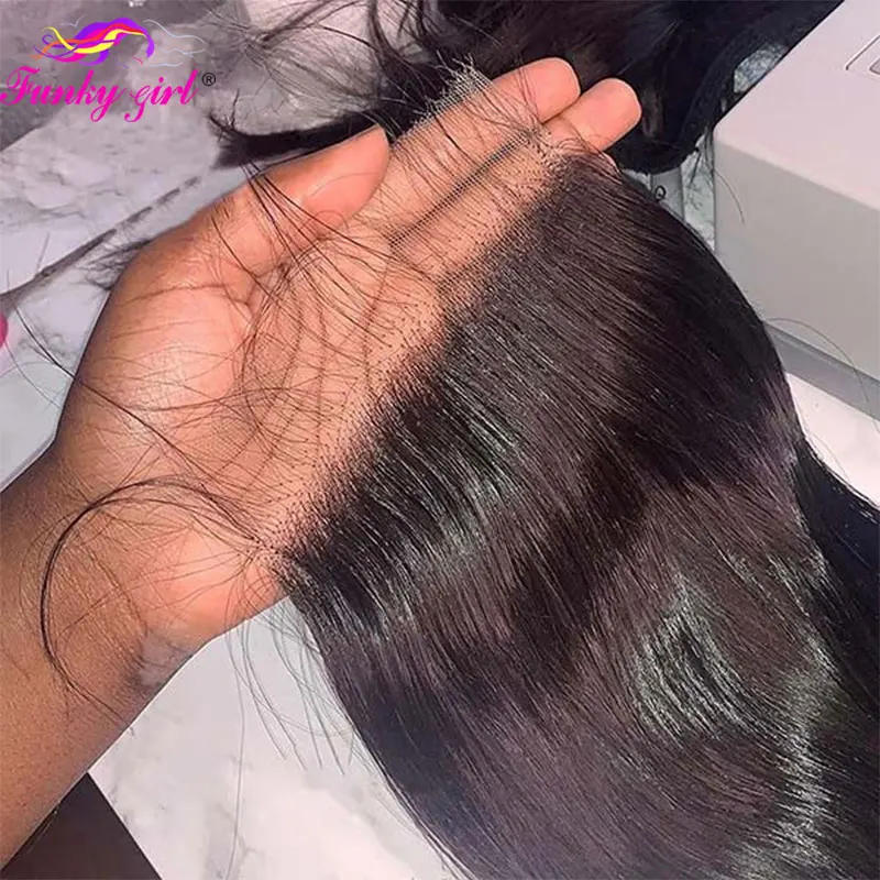 Straight Lace Closure 13x4 Transparent Lace Frontal 10A Brazilian Straight Closure Free Part Natural Colored Hair