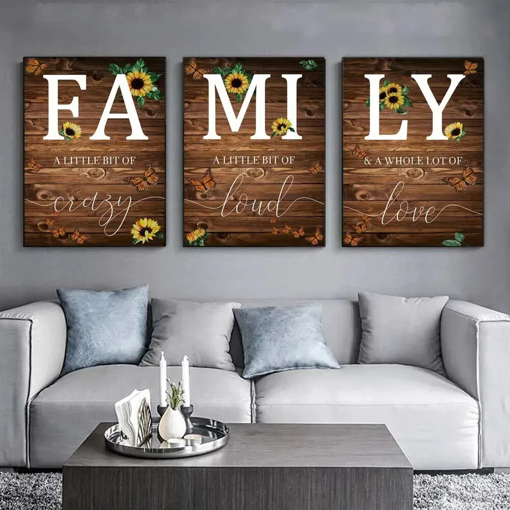 Wall Art Print 3PCS 15.7x23.6in/40x60cm Frameless Simple Black White FAMILY Poster Modern Canvas Painting Living Ro wall art print