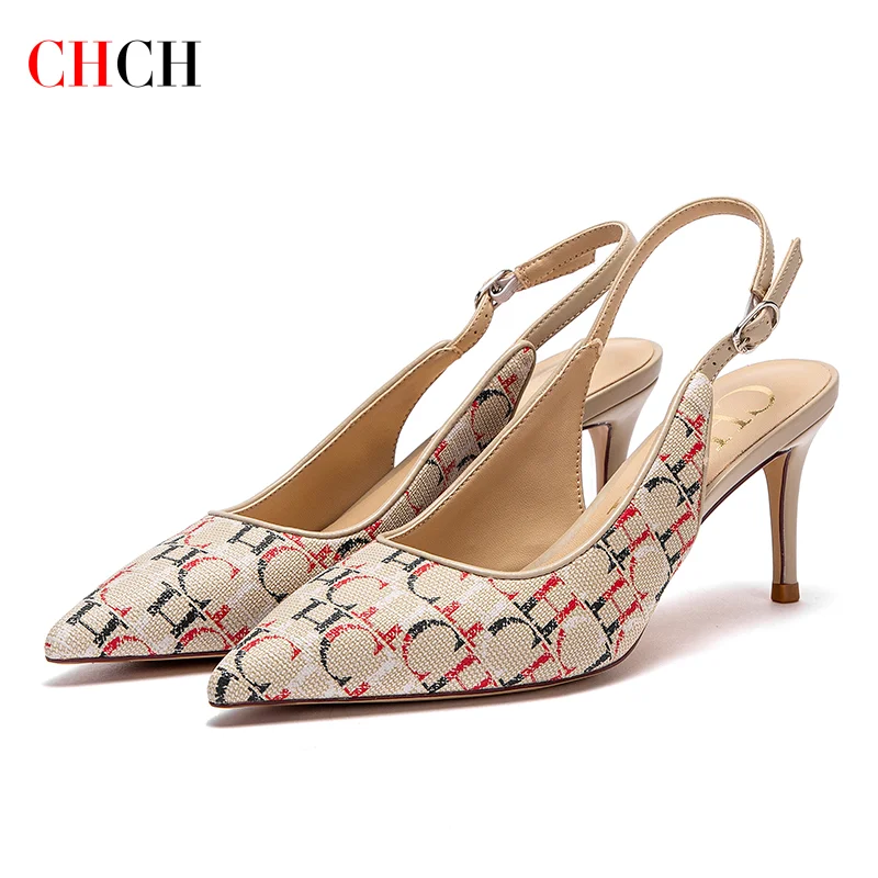 صنادل نسائية بكعب عالٍ 7 سم من CHCH بكعب عالٍ وحزا...