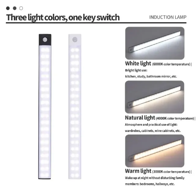 LED Cabinet Light USB Type-C Rechargeable Motion Sensor Led Lamp for Kitchen Wardrobe Cabinet Lighting 20cm/30cm/40cm/50cm/60cm 4