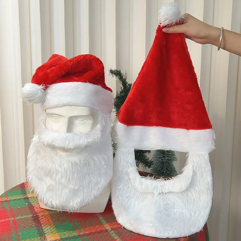 Santa Claus Beard Christmas Hat Decorations Cosplay Wig & Beard Children Adults Xmas Cap Supplies Comfortable Multi-Functional christmas hat holder christmas fake eyebrows