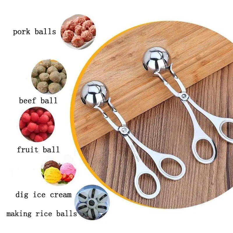 Promotion! Meatball Maker Tongs Meat Baller Scoop Stainless Steel Ball  Maker Meatball Tongs For Fruits Meatball