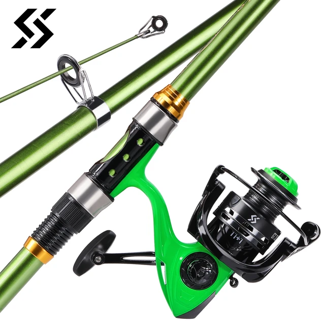 Sougayilang Telescopic Fishing Rod Combo 1.8-3.3m 6-8 Sections Glass Fiber  Rod EVA Handle and 5.2:1 Gear Ratio Spinning Reel