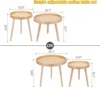 Round Coffee Table Set of 2, Natural Boho Coffee Table, Small Mid Century Modern Rattan Coffee Table, Boho Side Table End Tables 3