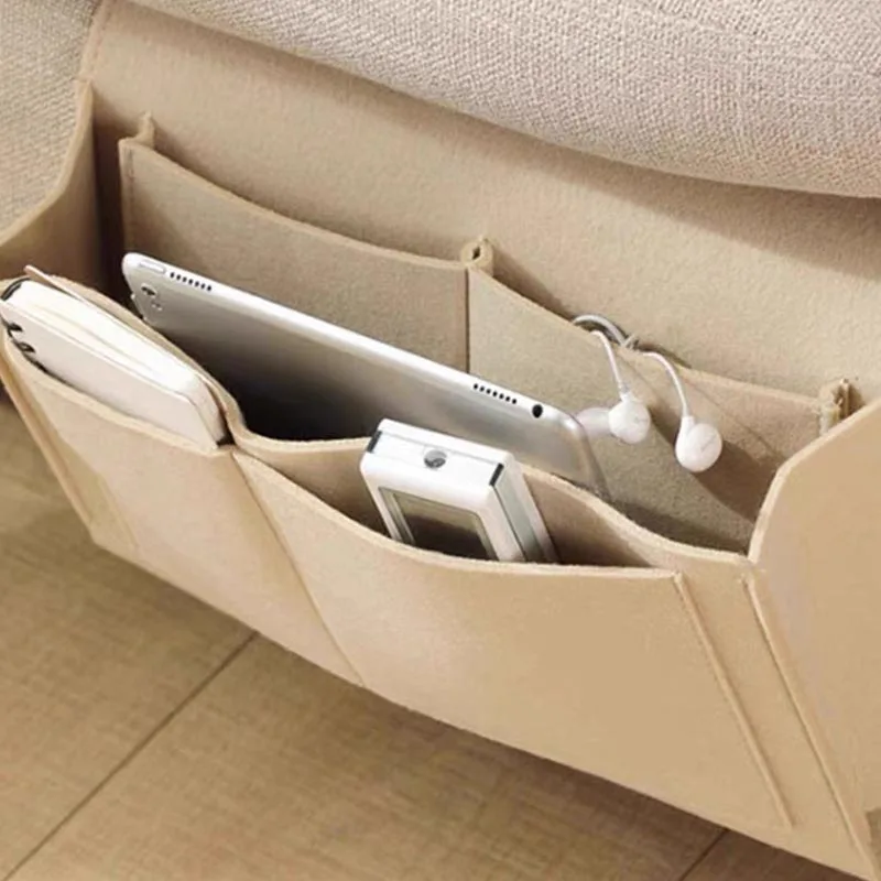 Baby Bed Hanging Organizer – Felt Storage Pockets for Couch & Bedside, Remote Control & Toy Storage Solution Storage Bag