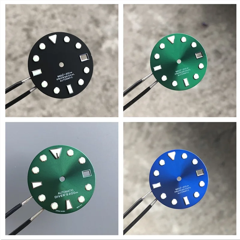 

2024 New NH35 Dial With S Logo Have Green/Blue/Black Color 28.5mm Size Fit 3.0 And 3.8 NH35 Dial C3 Super Lume Fit Japan NH36