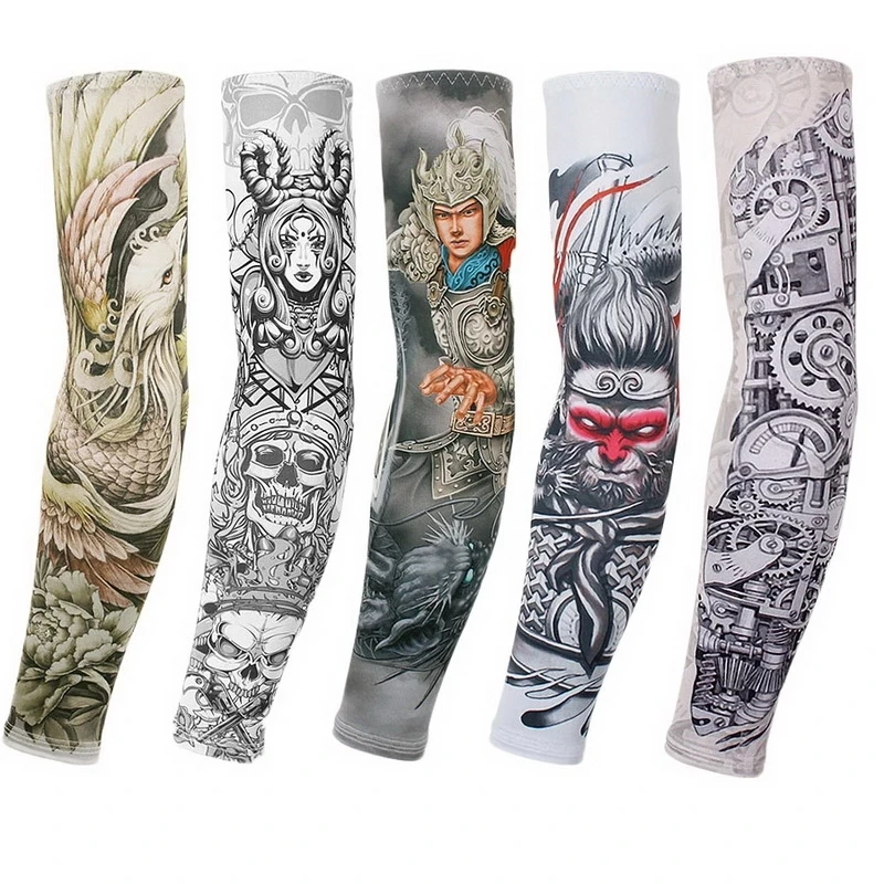 

2Pcs Unisex Cooling Arm Sleeves Tattoo Cover Sunscreen Sports Running Cycling Fishing Cuff Sleeve Fitness Basketball Elbow Pad