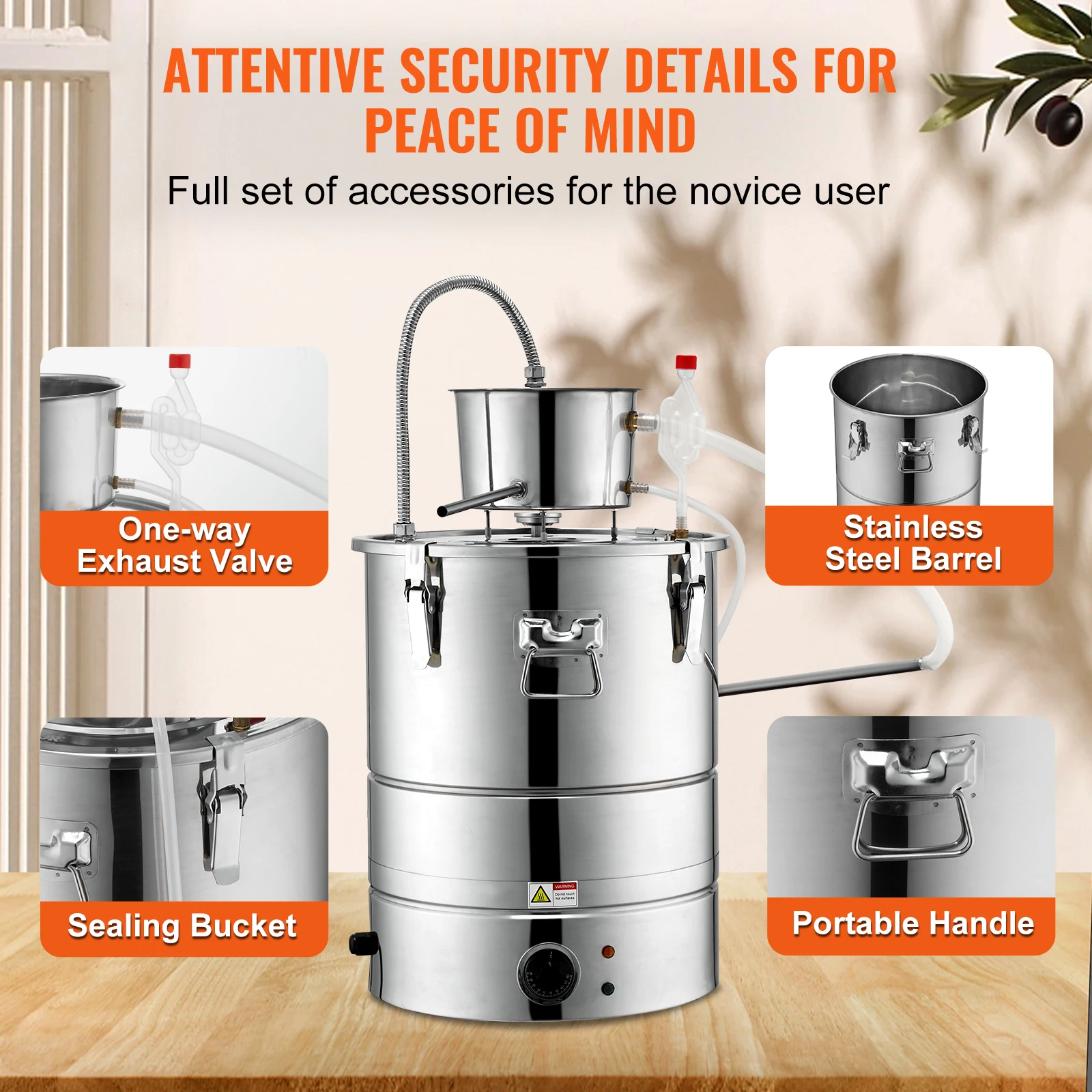 VEVOR 30/50L Stainless Steel Alcohol Distiller Alcohol Still Essential Oil Brewing DIY Whisky Wine Brandy Distillery Home Use 5