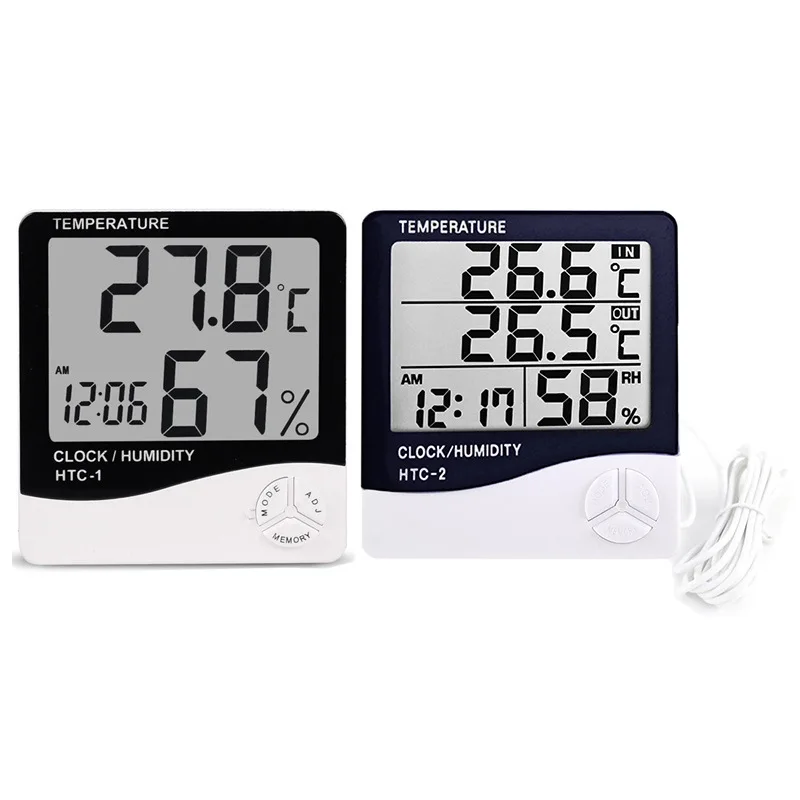 HTC-1 Digital LCD Thermometer Hygrometer Humidity Meter Room Indoor  Temperature Clock Wholesale