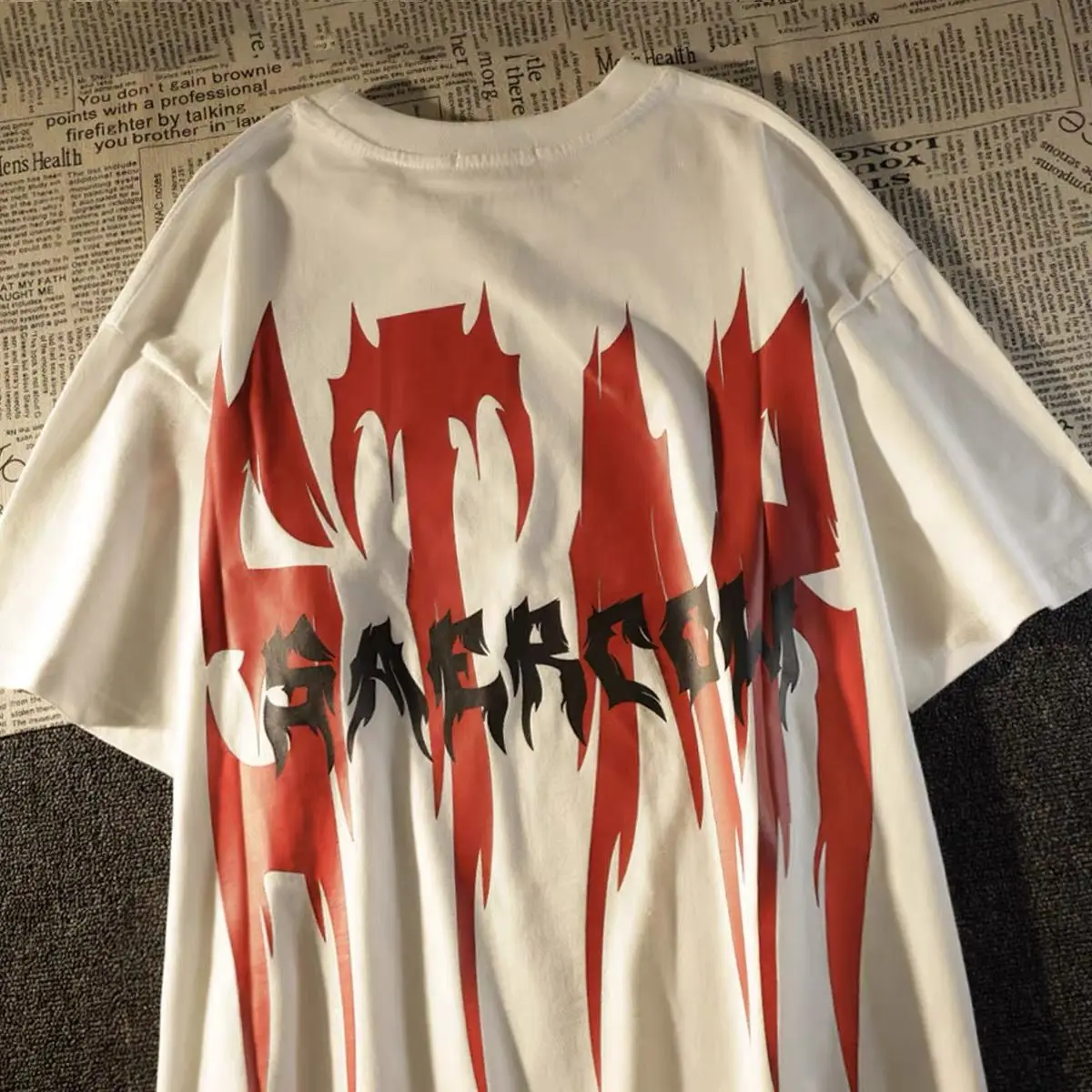

Hip Hop Men and Women Trendy American Personalized Letter Print Round Neck Short Sleeve Couple Loose Casual T-shirt Top y2k