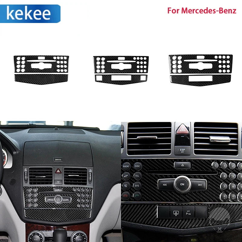 

2PCS Car Epoxy Carbon Fiber Style Console CD Panel Cover Fit for Mercedes-Benz C Class W204 2007 2008 2009 2010