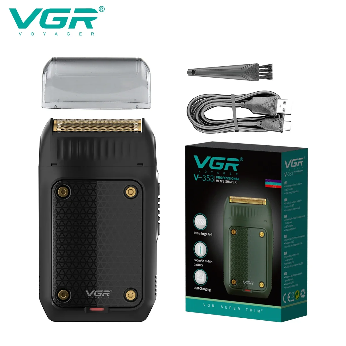 Electric Shaver Electric Razor Rotary Shaver VGR Shaver Single Blade Electric Razor Powerful Shaving Machine Portable Beard Trimmer Rechargeable For Men V-353