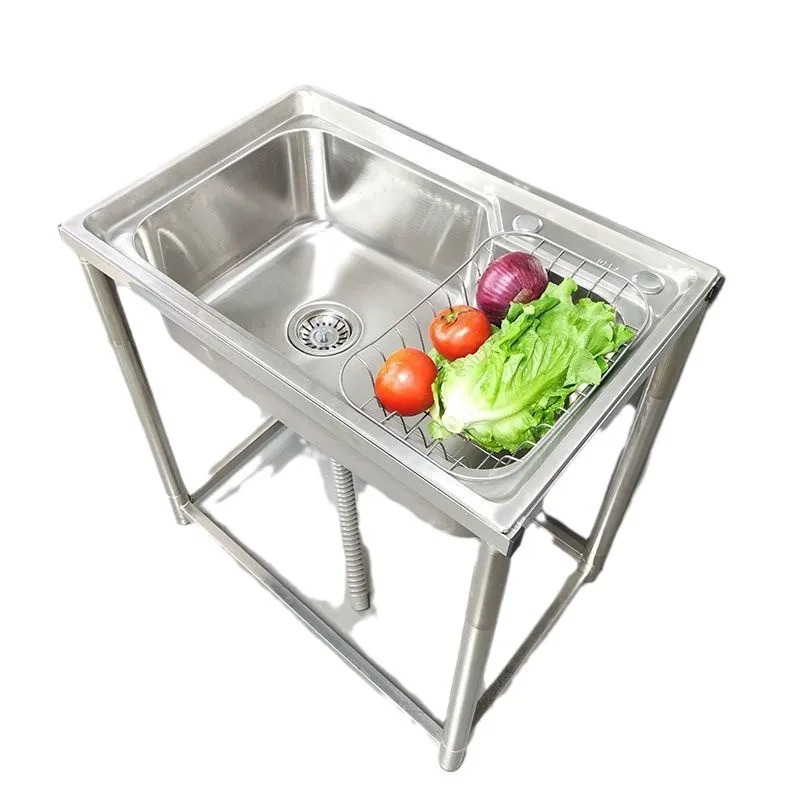 Kitchen Stainless Steel 304 Sink with Bracket Simple Wash Basin Sink Household Washing-up Sink Wash Basin 5
