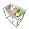 Kitchen Stainless Steel 304 Sink with Bracket Simple Wash Basin Sink Household Washing-up Sink Wash Basin 5