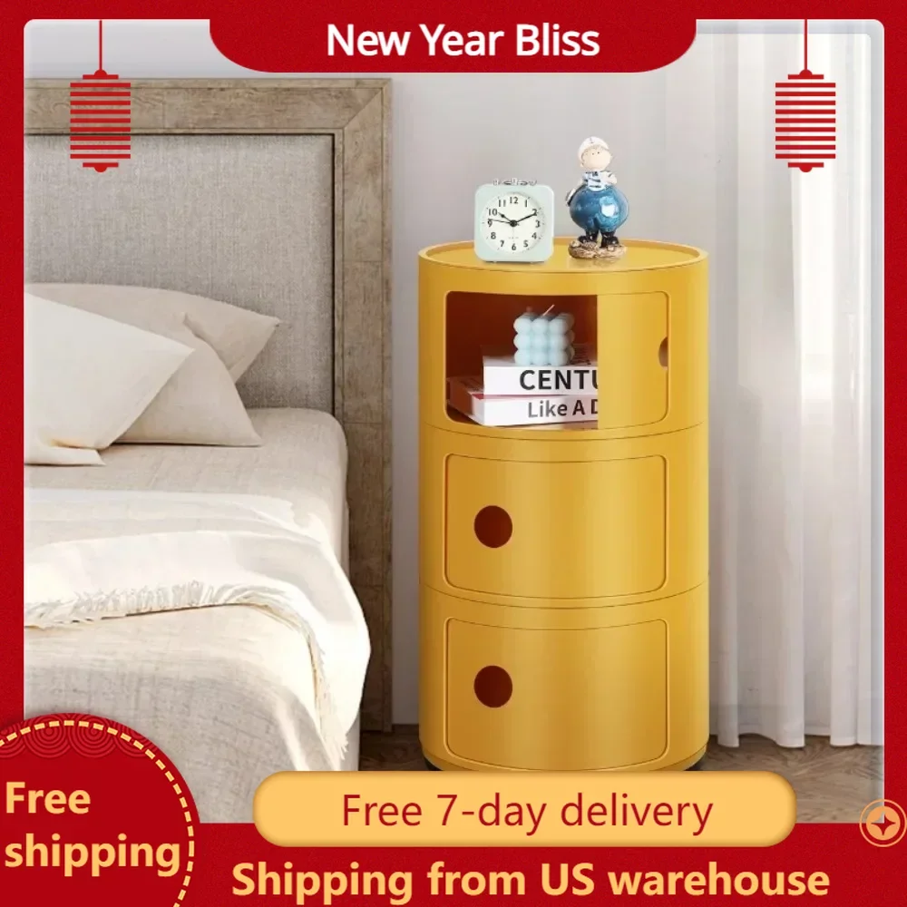 

Nightstand Yellow Nightstands Bedroom Furniture 3 Drawer Sliding Barrel Modern Bedroom Nightstand Night Tables Bed Table Bedside