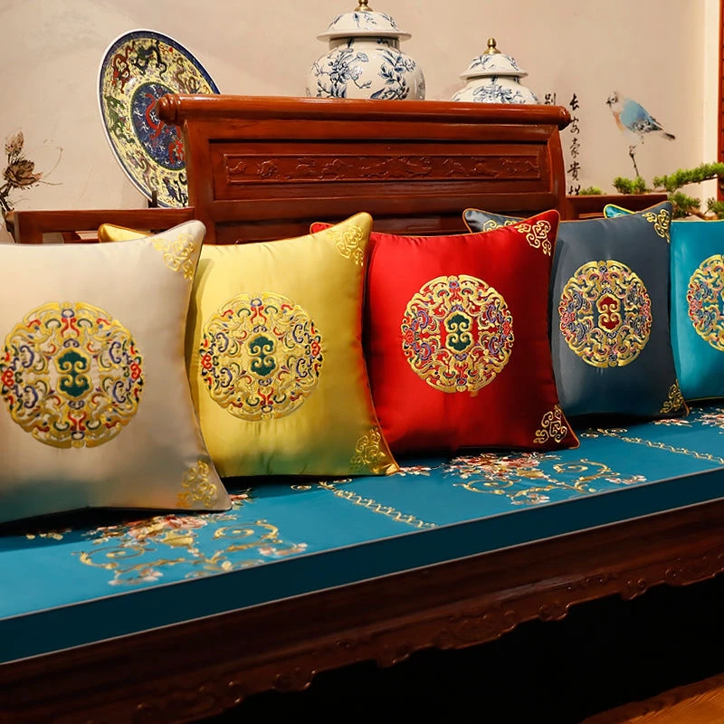 

New Chinese Style Jacquard Cushion Cover Embroidery Classical Geometric Decorative Pillows Home Bedroom Sofa Chair Pillowcase
