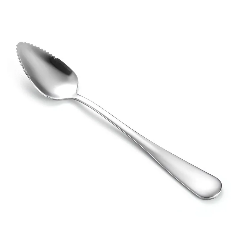 Grapefruit Spoon with Serrated Edge Stainless Steel Long Handle Scraping Spoons Fruit Scoops Coffee Teaspoons Tableware Flatware images - 6