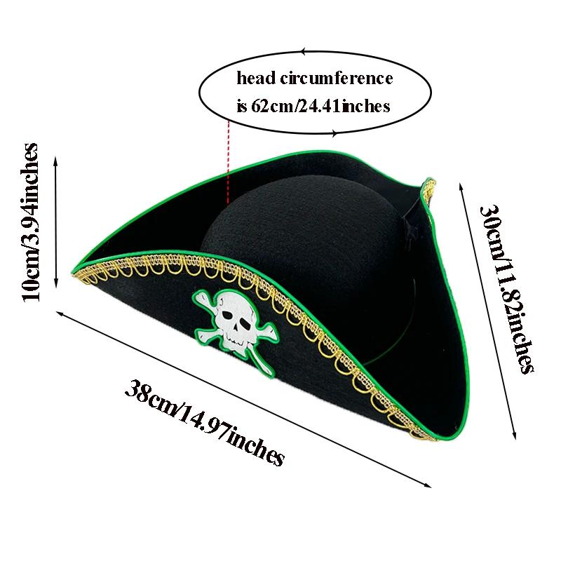Halloween Skull Pattern Pirate Hat Glowing LED Adult Captain Cosplay Costume Props Cap Masquerade Pirate Themed Party D&eacute;cor cosplay hat cosplay prop accessories